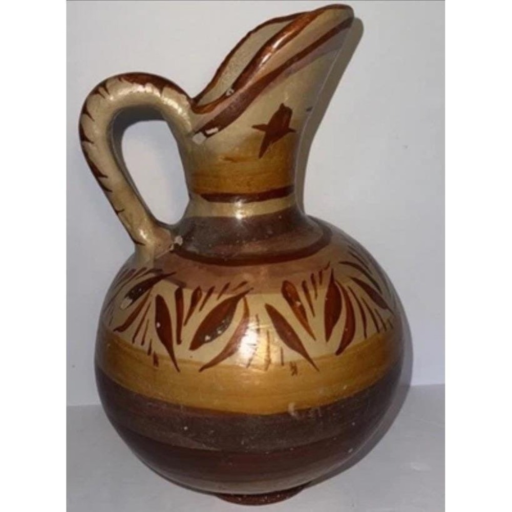 Handmade Mexican Folk Artā Earth Toned Rustic Southwest Pottery Redware Pitcher